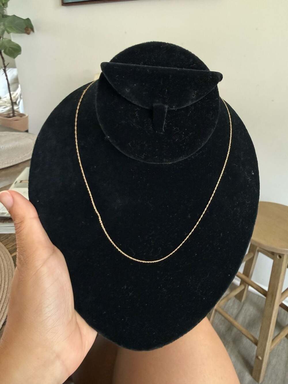 Classic Thin Gold Rope Necklace for Women solid 14k....18 in.